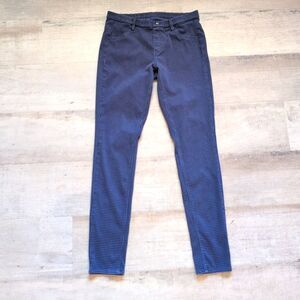 UNIQLO Women's Plaid Pull On Trousers Sz L Cotton Blend Stretch Waist Purple